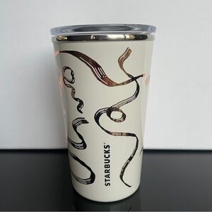 Starbucks Cream Tumbler with Gold Accents